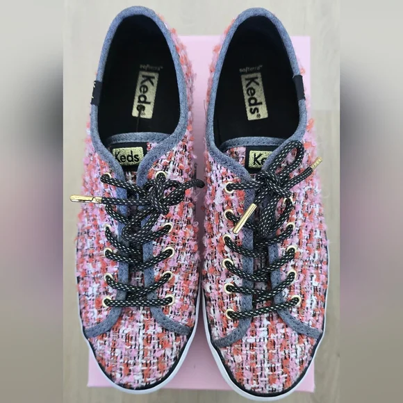 Keds Pink & Black Tweed Sneakers Size: 8 - Picture 2 of 7